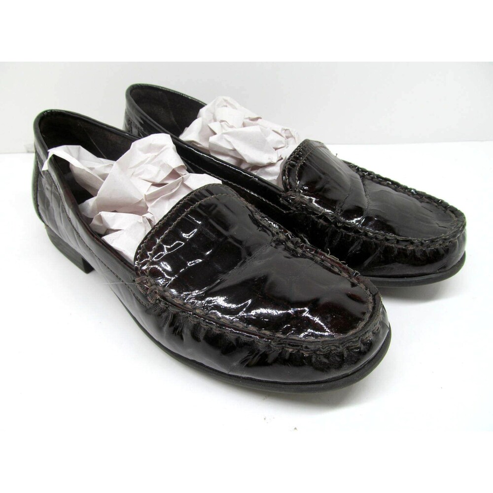Clarks Bendables Brown Patent Moc Toe Croc Print Loafers Size US 8.5 M